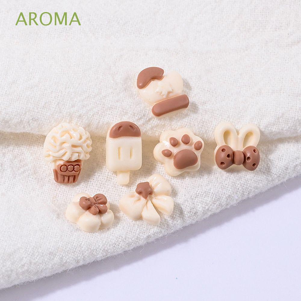 Set 10 phụ kiện đính móng diy hình chú gấu/nơ/đa dạng chất liệu resin