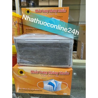 Khẩu trang y tế Hướng Dương 4 lớp màu Xám (hộp 50 chiếc)