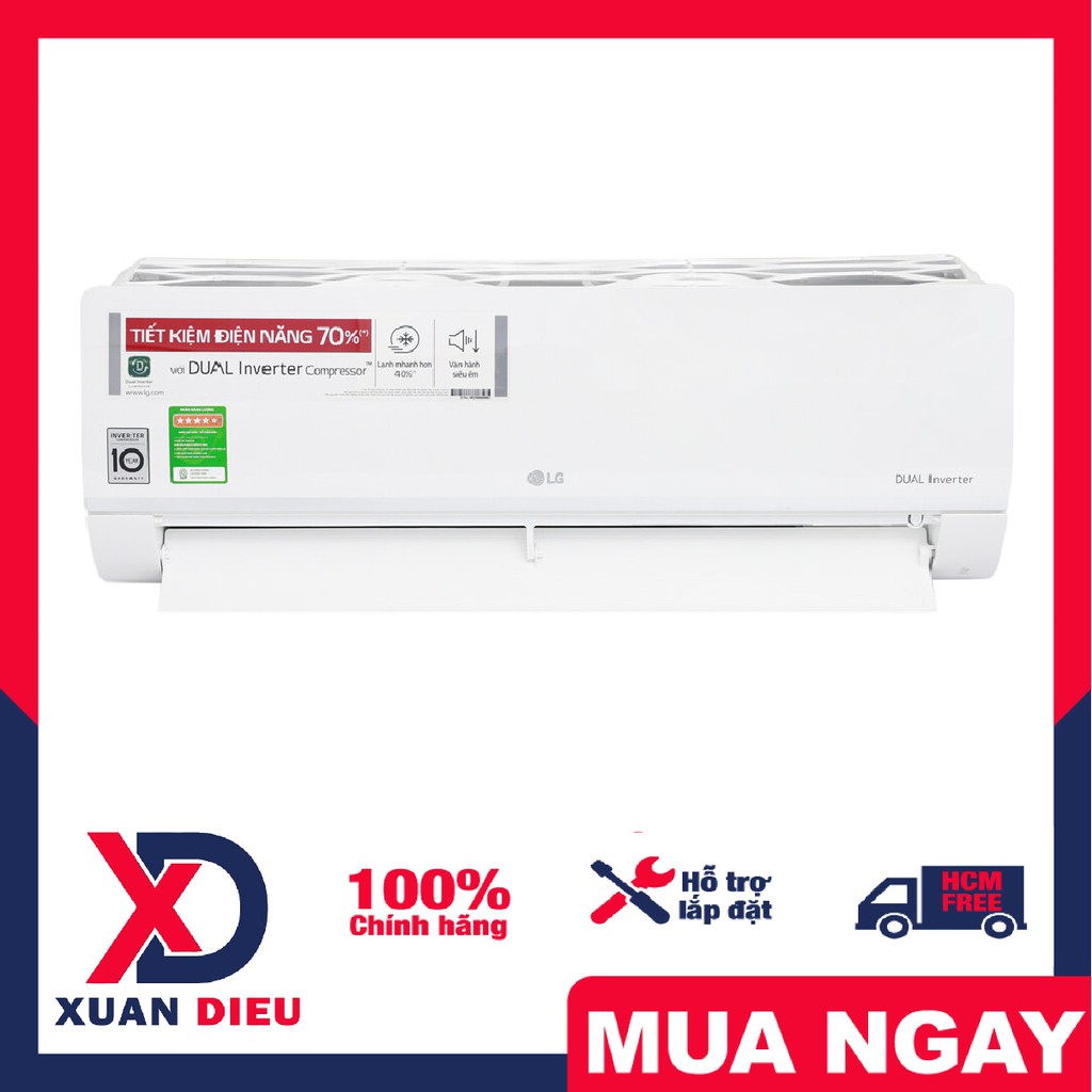 Máy lạnh LG Inverter 1.5 HP V13ENS1 MẪU 2021, Tấm vi lọc bụi,Hẹn giờ bật tắt máy Làm lạnh nhanh.Giao miễn phí HCM