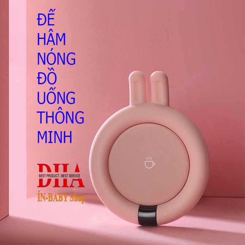 ĐẾ HÂM NÓNG ĐỒ UỐNG THÔNG MINH- ĐẾ HÂM NÓNG SỮA CÀ PHÊ MÀU HỒNG TAI THỎ
