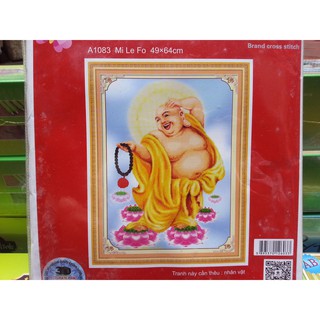 Tranh thêu chữ thập phật di lặc A1083