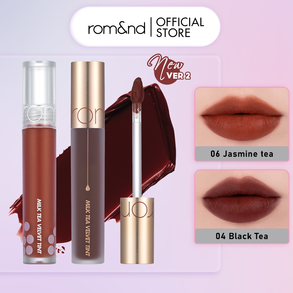[Rom&amp;nd] [Màu 1-9] Son kem lì, mịn mượt như nhung Hàn Quốc Romand Milk Tea Velvet Tint 4.4g