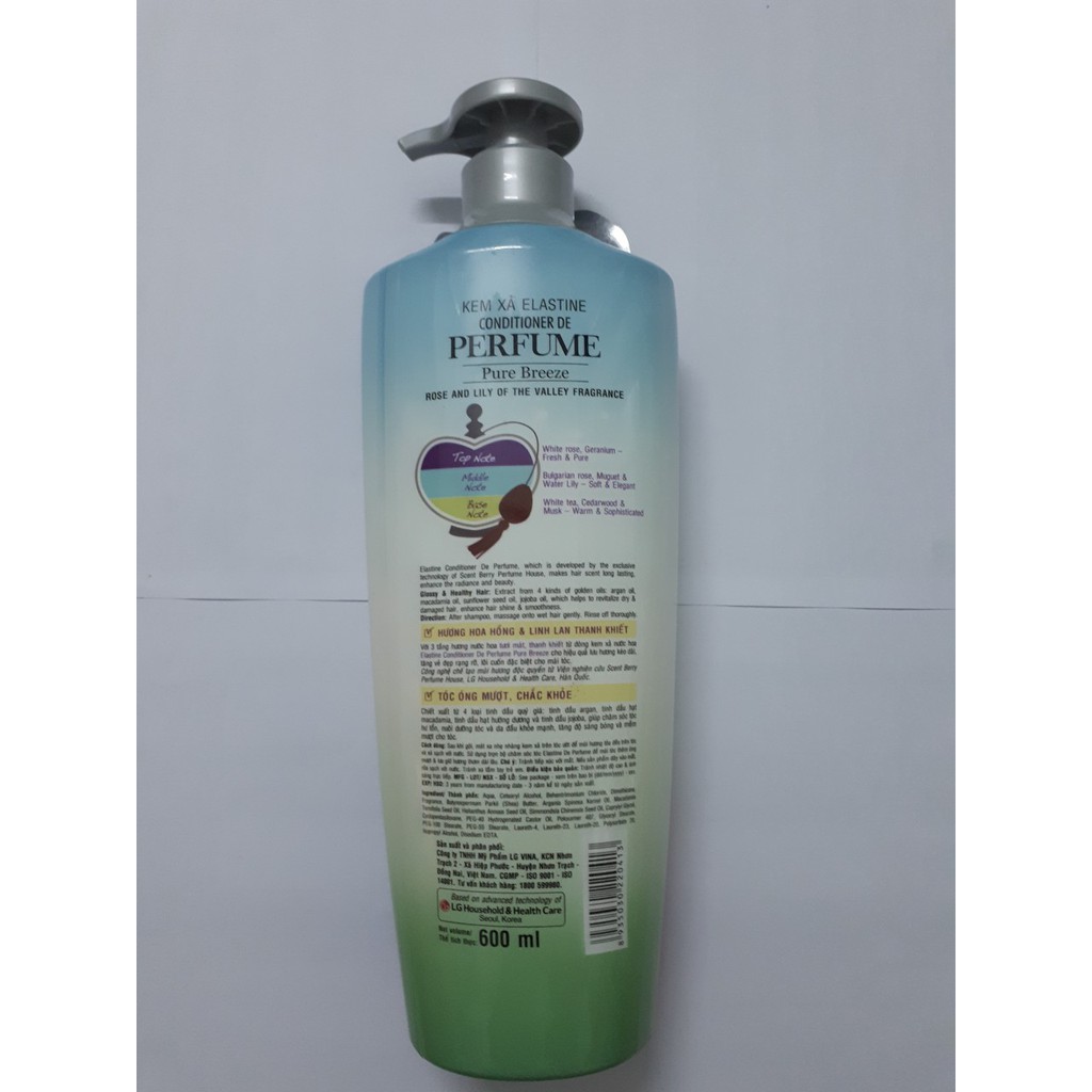 Dầu gội ELASTINE PURE BREEZE 600ml hương linh lan