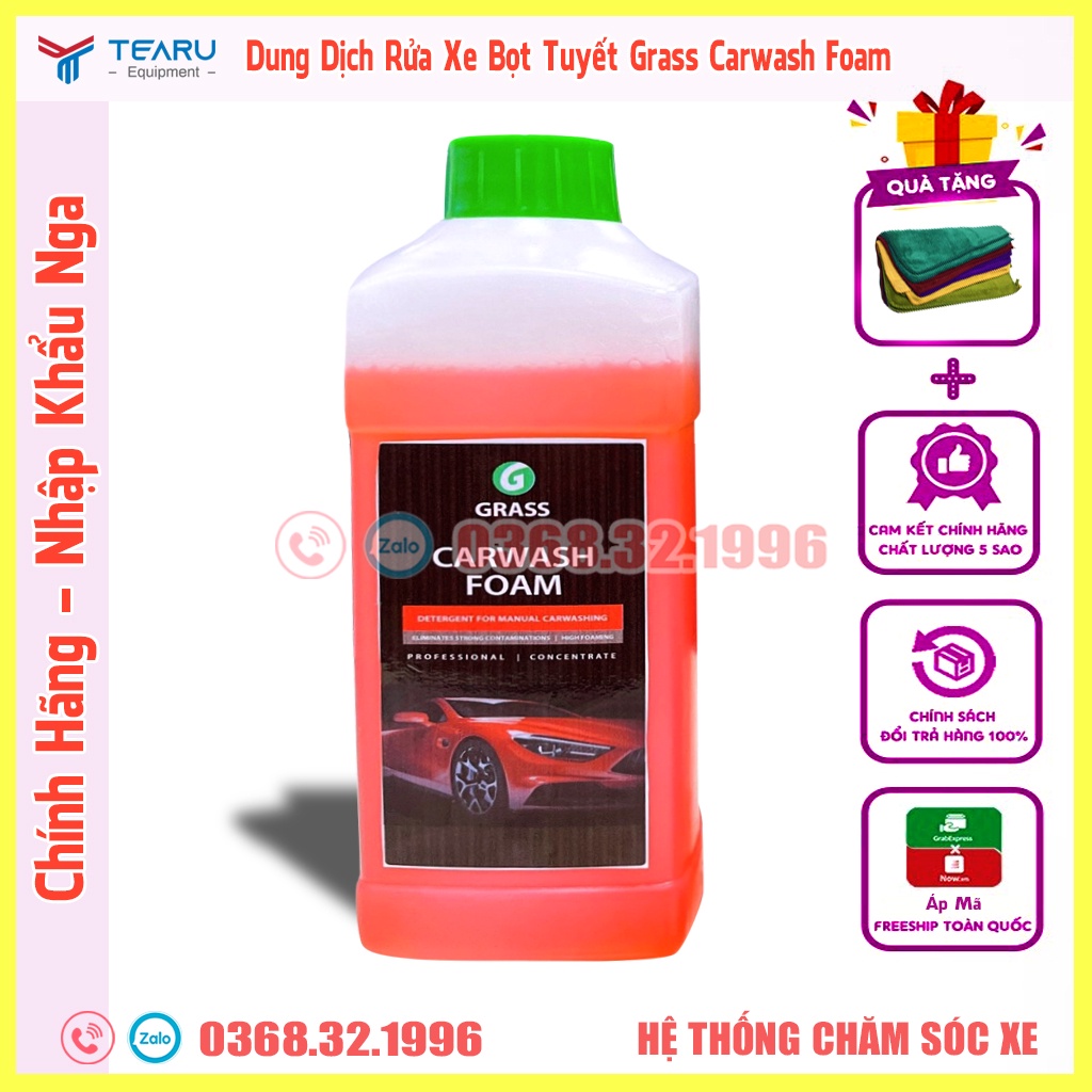 Dung Dịch Rửa Xe Bọt Tuyết - Nước Rửa Xe Ô tô, Xe Máy Cao Cấp Grass Carwash Foam 1L - Hàng Chính Hãng