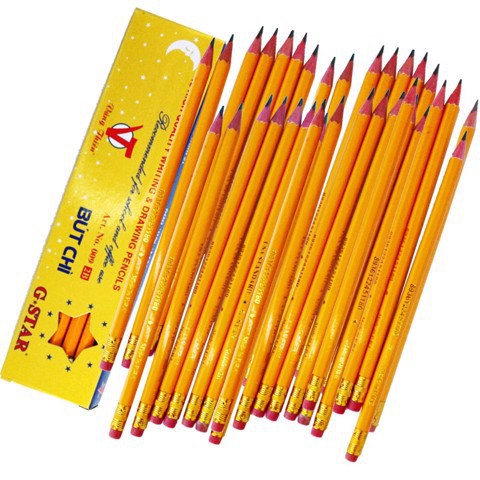 [TẶNG CHUỐT] Hộp 12 cây bút chì gỗ 2B thân vàng chất lượng tốt G-STAR có độ đậm và độ cứng vừa phải