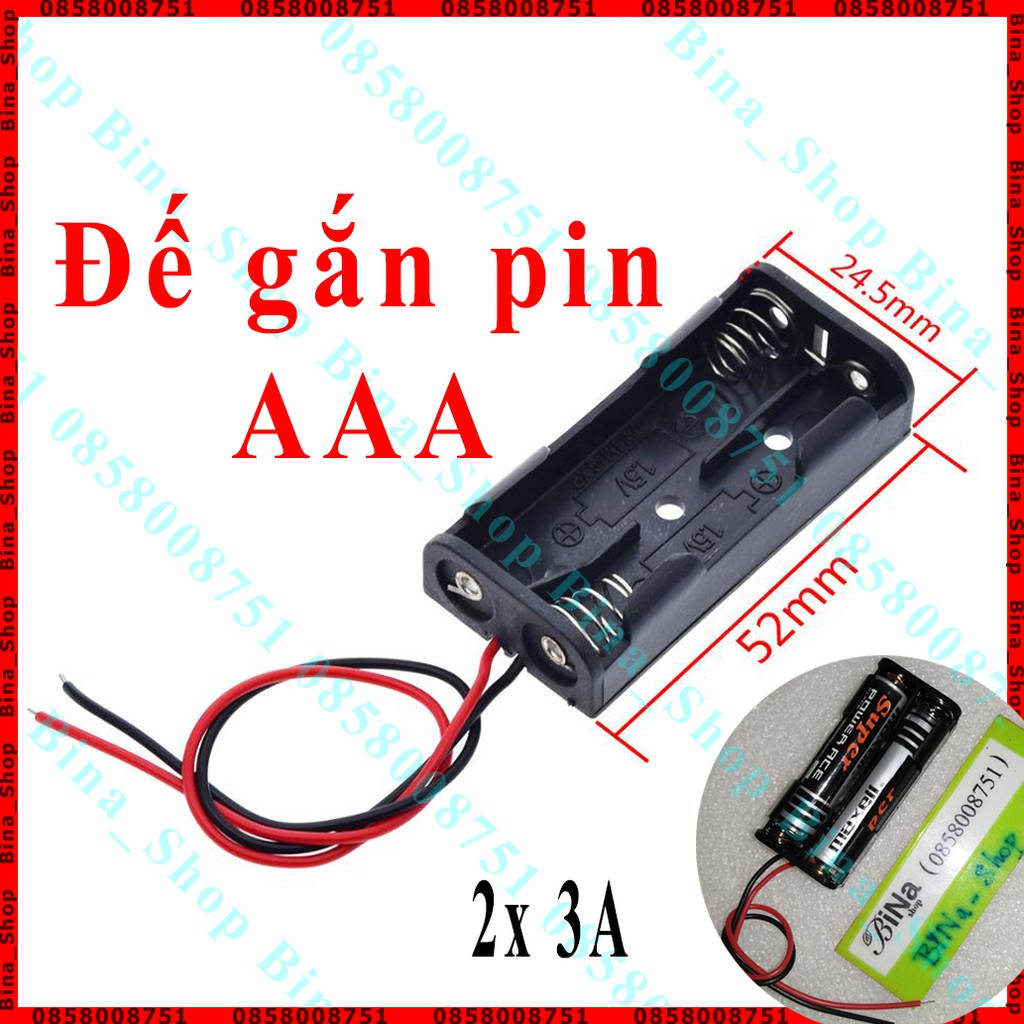 Đế gắn pin AAA 1.2V/1.5V 1 ngăn/2 ngăn/3 ngăn Đế pin 3A nối tiếp có dây