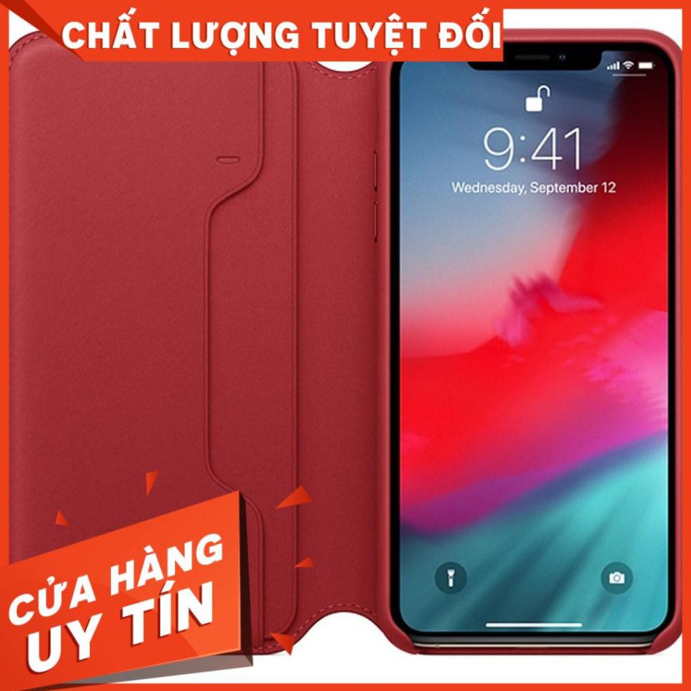 Bao da Leather Folio Apple dành cho iPhone X / Xs có ngăn đựng thẻ tự động tắt mở màn hình - hàng chính hãng