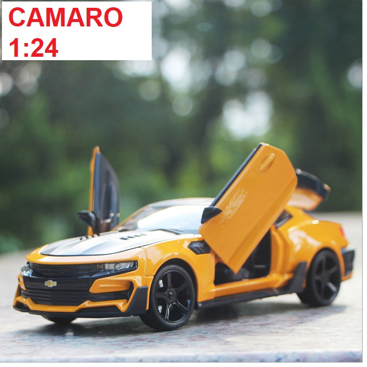 Đồ chơi trẻ em mô hình xe ô tô kim loại cỡ lớn Chevrolet camaro 1:24 có bánh trước bẻ lái được