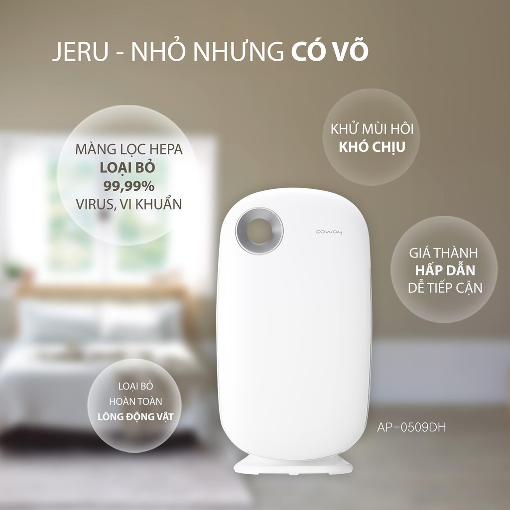 Máy Lọc Không Khí COWAY JERU (AP-0509DH) - Diện tích phòng ≤17m², Hàng Chính Hãng