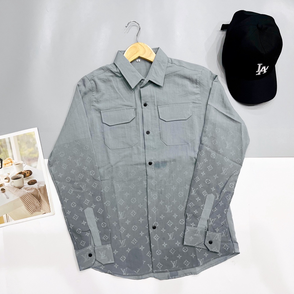 Áo Sơ Mi Nam Tay Dài Vải Đũi Nhật Wash Loang Màu In Chữ EOVI Phong Cách Cá Tính Lịch Lãm Hot Trend Mới DUI TD WASH EOVI