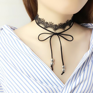 Vòng cổ nữ choker ren hoa thắt nơ xinh xắn