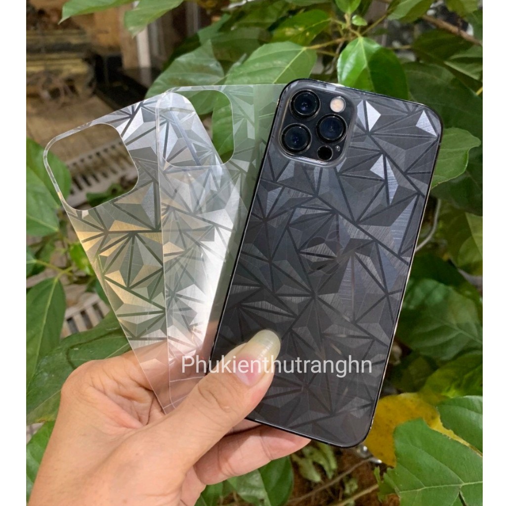 Dán skin mặt sau vân 3D kim cương IPhone 12/ 12 Pro 12 Pro Max/ 12 Mini / IPhone 11 11 Pro 11 Pro Max bảo vệ mặt sau máy