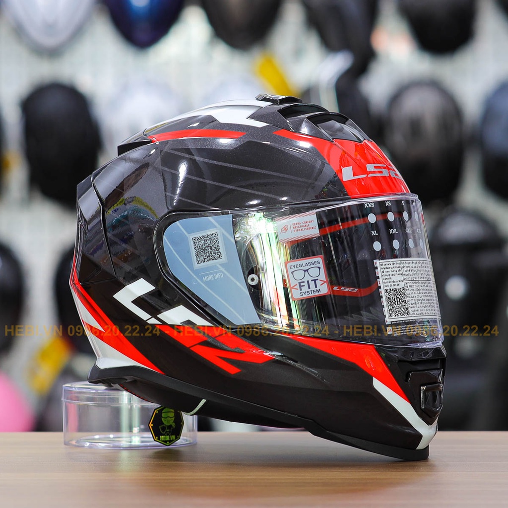 Nón Fullface 2 Kính LS2 FF800 Đen Đỏ Trắng Nerve