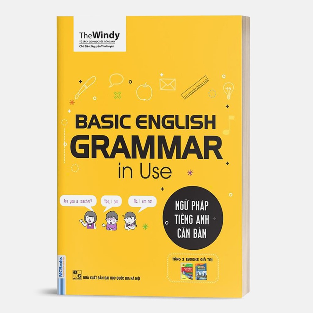 Sách - Ngữ Pháp Tiếng Anh Căn Bản Phiên Bản 1 Màu Bìa Vàng Dành Cho Người Mới Bắt Đầu - Kèm App Học Online