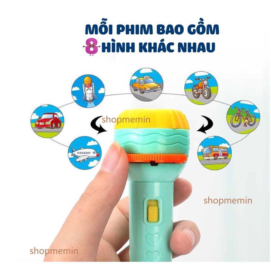 Đèn pin chiếu hình cho bé 24 hình động vật, đèn pin xoay chiều hình ảnh động vật cho bé đồ chơi cho bé
