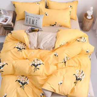 set chăn ga poly cotton bó hoa cúc vàng