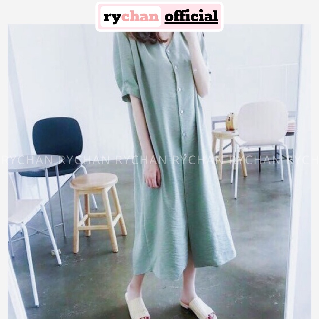 Đầm Nữ Công Sở Form Suông Cột Eo Tay Ngắn Cổ V Thanh Lịch Nhẹ Nhàng Dạo Phố Đi Cafe Màu Mint - DX9710