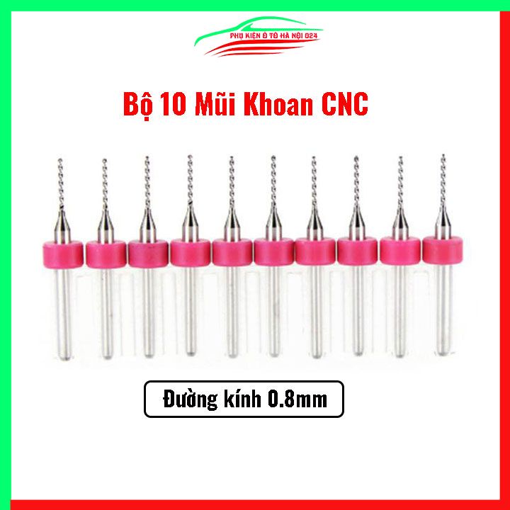 Hộp 10 mũi khoan CNC cao cấp độ chính xác cao đường kính mũi 0.8mm