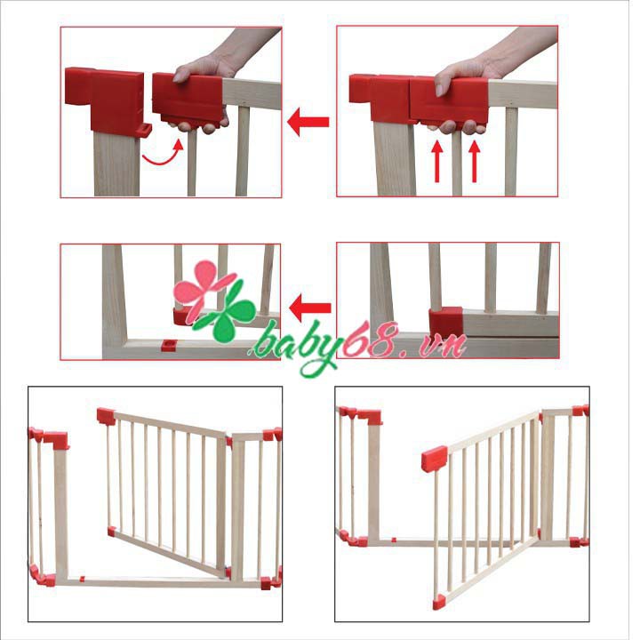 Nôi cũi gỗ cho bé Playpen 4 cánh