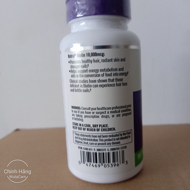 Viên uống Natrol Biotin 1000Mcg Của Mỹ 100 viên