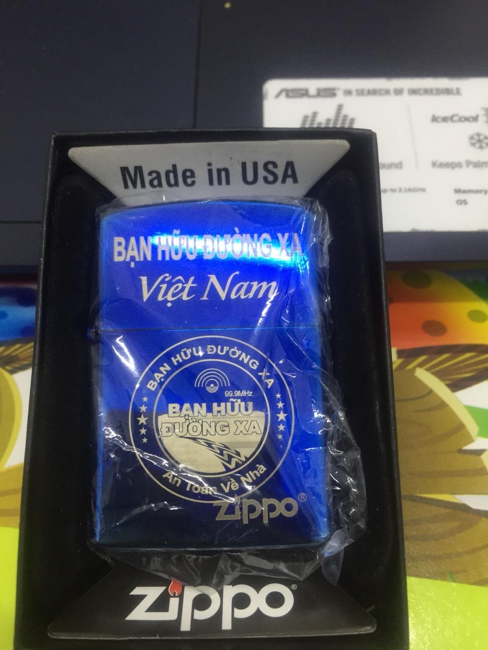 Vỏ Bật Lửa Zippo USA Logo Bạn Hữu Đường Xa