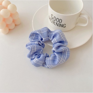 Dây buộc tóc, cột tóc scrunchies caro xanh sọc