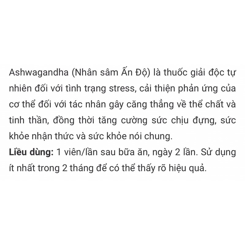 Viên uống nhân sâm Ấn Độ Youtheory Ashwagandha 1000mg 180 viên