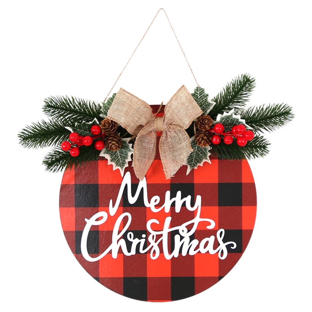 Bảng Treo Cửa Chào Mừng Bằng Nhựa 28.5cm Có Đèn LED Hình Tròn In Chữ Độc Đáo Trang Trí Giáng Sinh