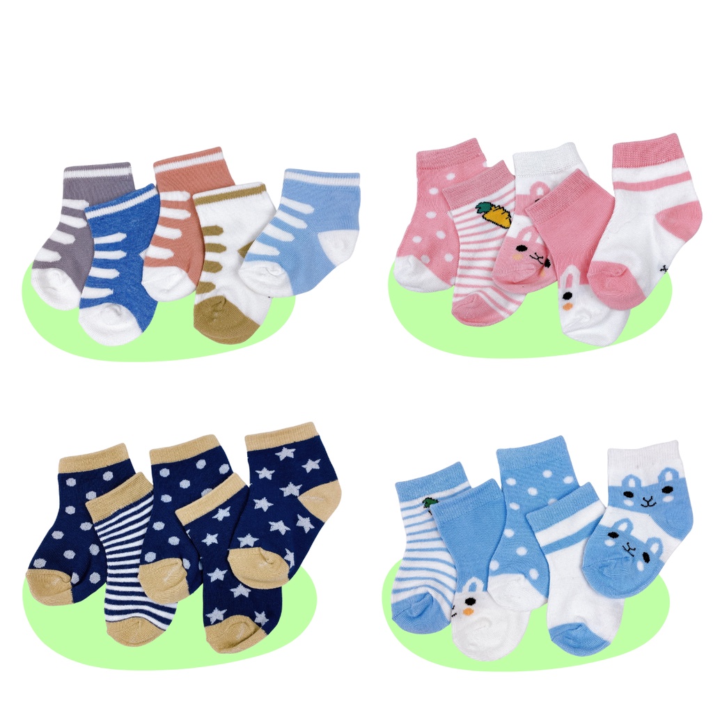 Set 5 Đôi Tất Cho Bé, Tất Cotton, Vớ Cho Bé Từ 0-3 Tuồi