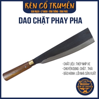 Dao Chặt thép nhíp xe ô tô - khâu Inox - cán gỗ chặt gà, chặt cá, chặt xương nhỏ, thái thịt,... rèn thủ công Lý Nhân