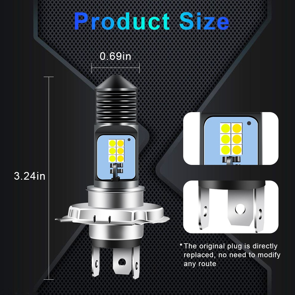 1 PC 12LED Bóng đèn pha xe máy H4 BA20D P15D Đèn sương mù chùm tia cao và thấp 3030 chip Phụ kiện xe tay ga LED hai màu nổi bật