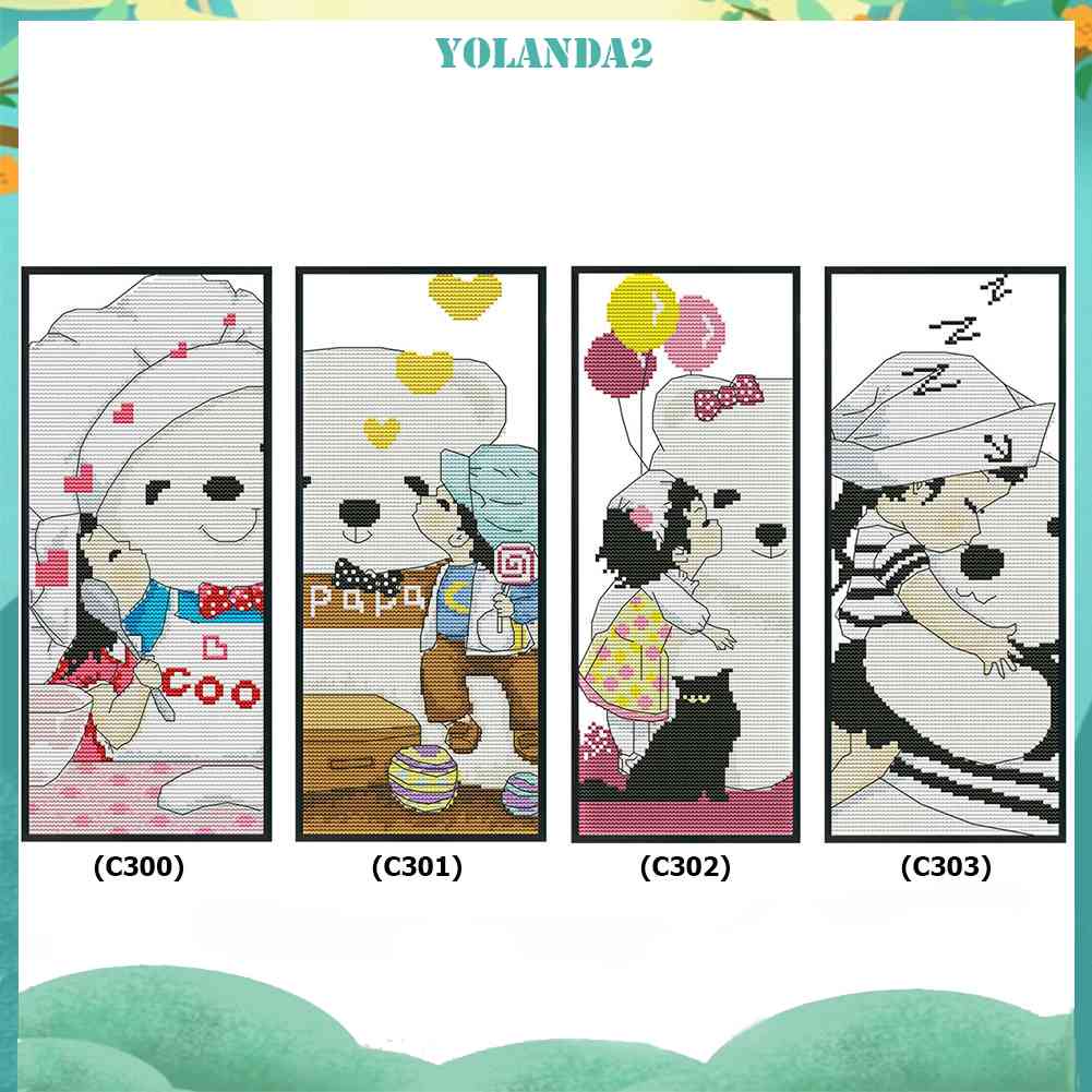 Bộ Tranh Thêu Chữ Thập Tự Làm 14CT Hình Hoạt Hình Xinh Xắn