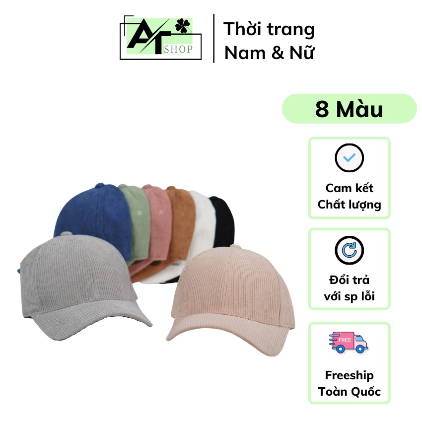 Mũ lưỡi trai trơn 🔺 GIÁ TỐT 🔺 Nón kết chất nhung tăm Hàn Quốc cao cấp form unisex nam nữ N28