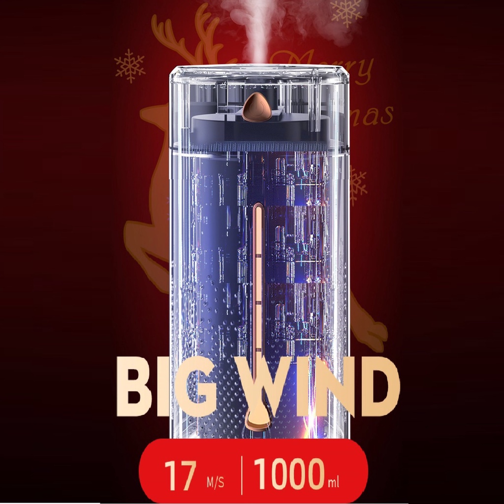 Máy Xông Tinh Dầu Dung Tích 1000ml Máy Phun Sương Khuyếch Tán Tinh Dầu MerryChristmas Tích Hợp Đèn Ngủ 7 Màu Xông Phòng