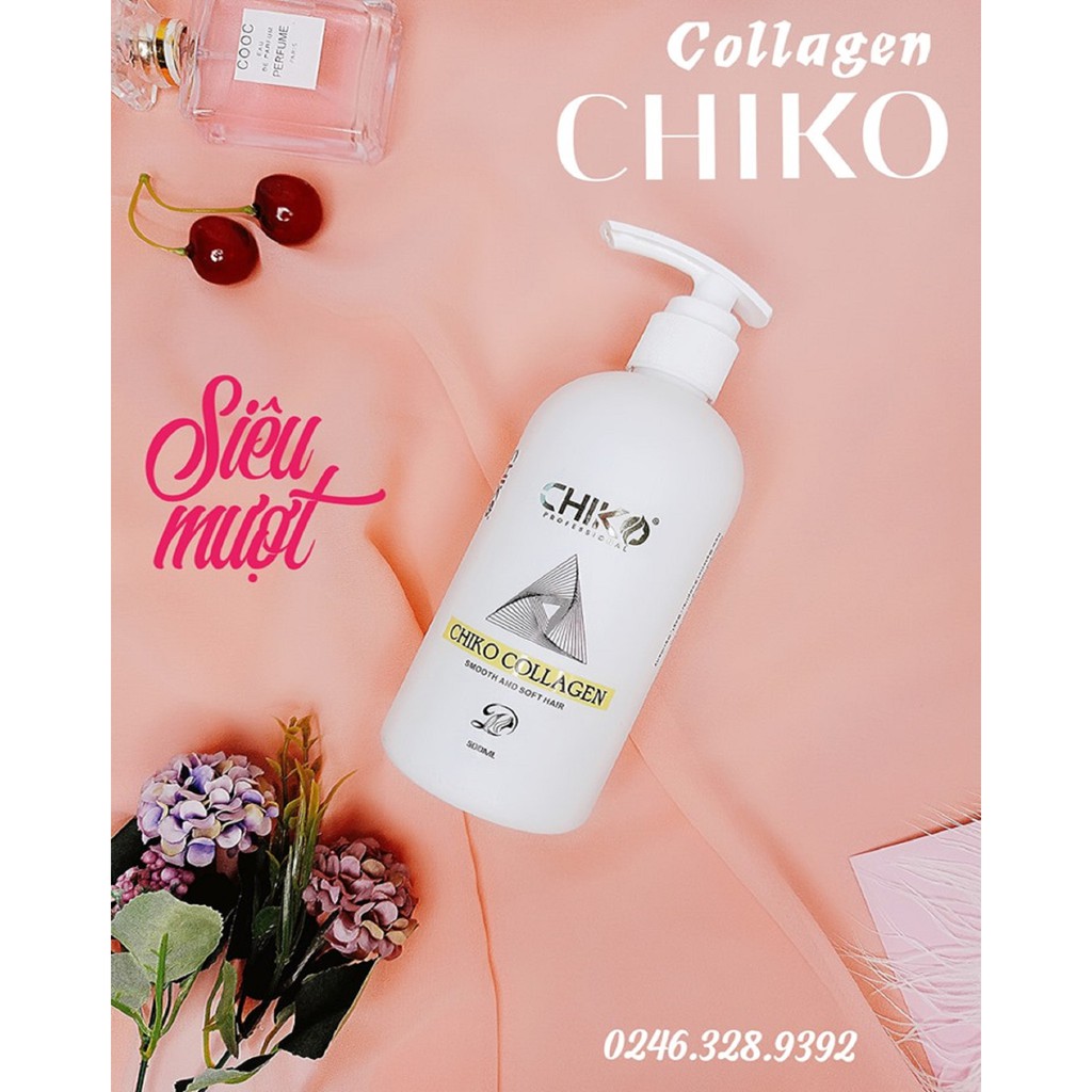 Dầu hấp xả 2 trong 1 Kem Ủ Tóc Collagen CHIKO-phục hồi tóc hư tổn,ngăn ngừa rụng tóc 500ML