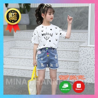 Bộ bé gái 18kg-40kg, 5 tuổi-12 tuổi, bộ ngắn dễ thương, hàng nhập cao cấp