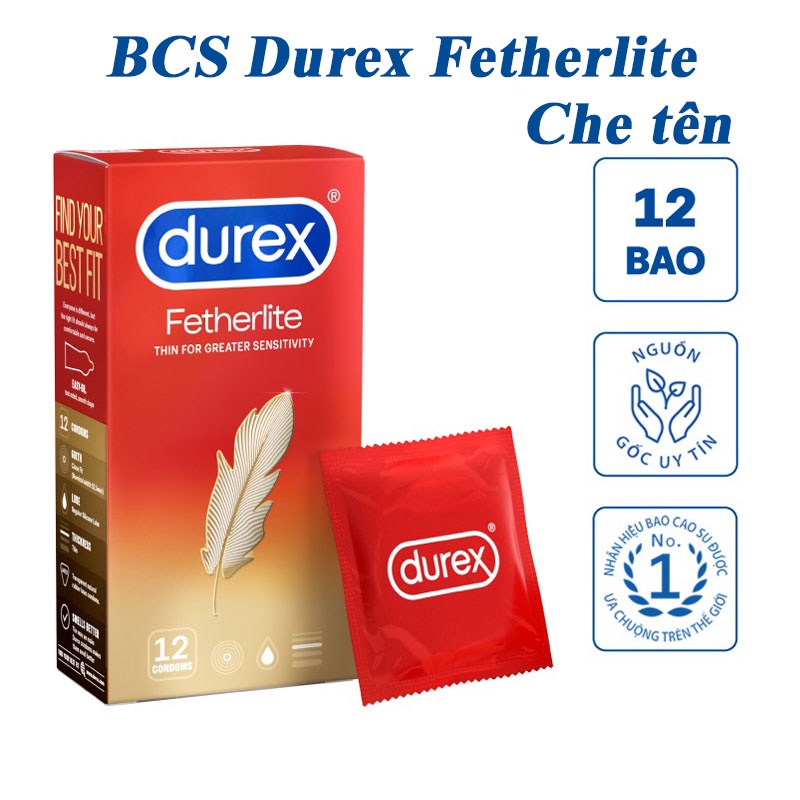 (Hàng Chính Hãng)Hộp 12 Bao Cao Su Durex Fetherlite Siêu Mỏng Dẫn Nhiệt, Nhiều Gel, Thăng Hoa Cảm Xúc