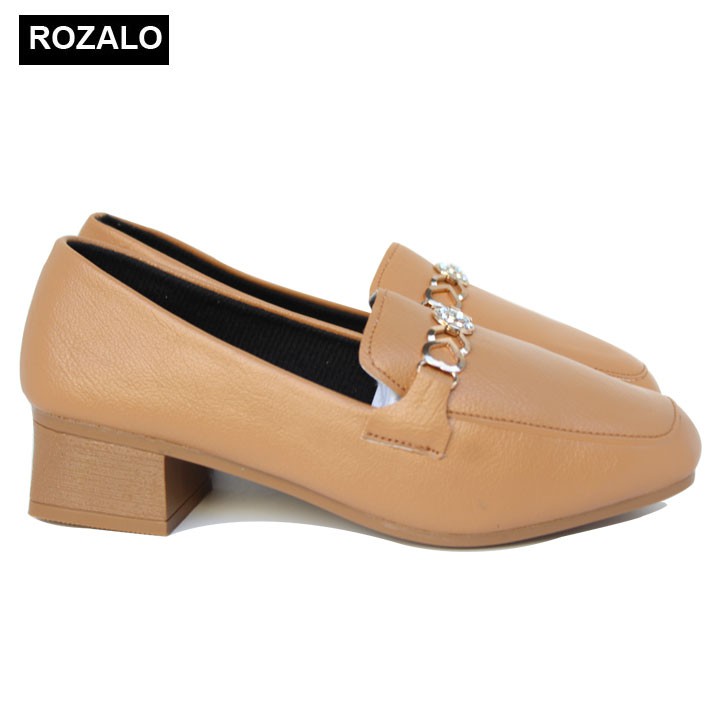 Giày lười nữ loafer mũi vuông đế cao 3P Rozalo R5912