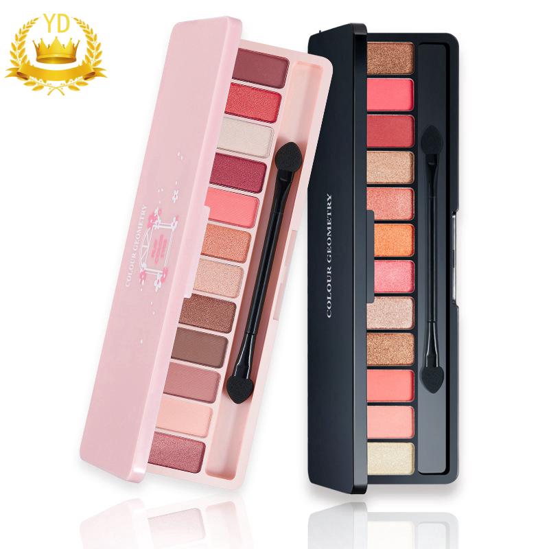 Bảng phấn mắt 12 màu sắc kết hợp kèm cọ trang điểm tiện dụng
