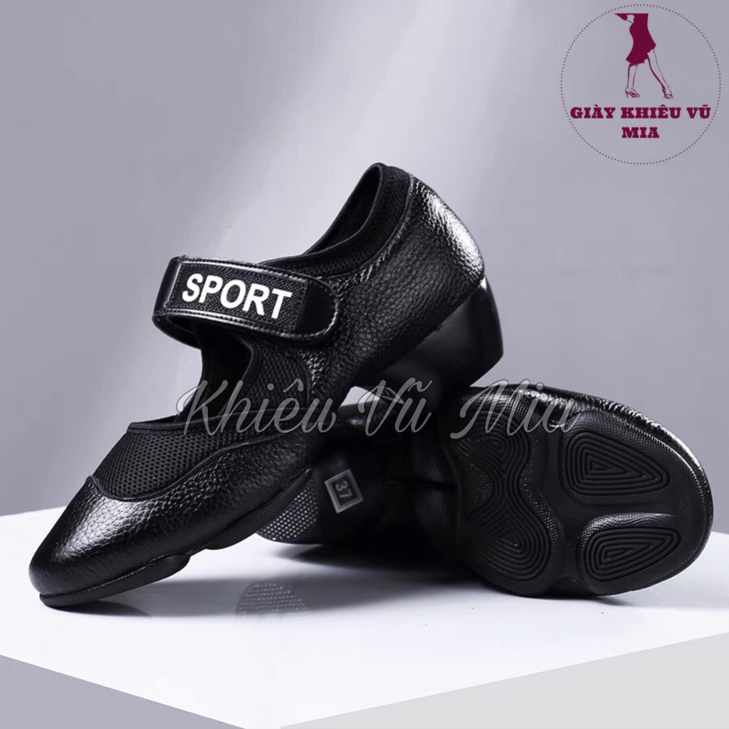 Giày Khiêu Vũ Đa Năng Quai Dán Pha Da