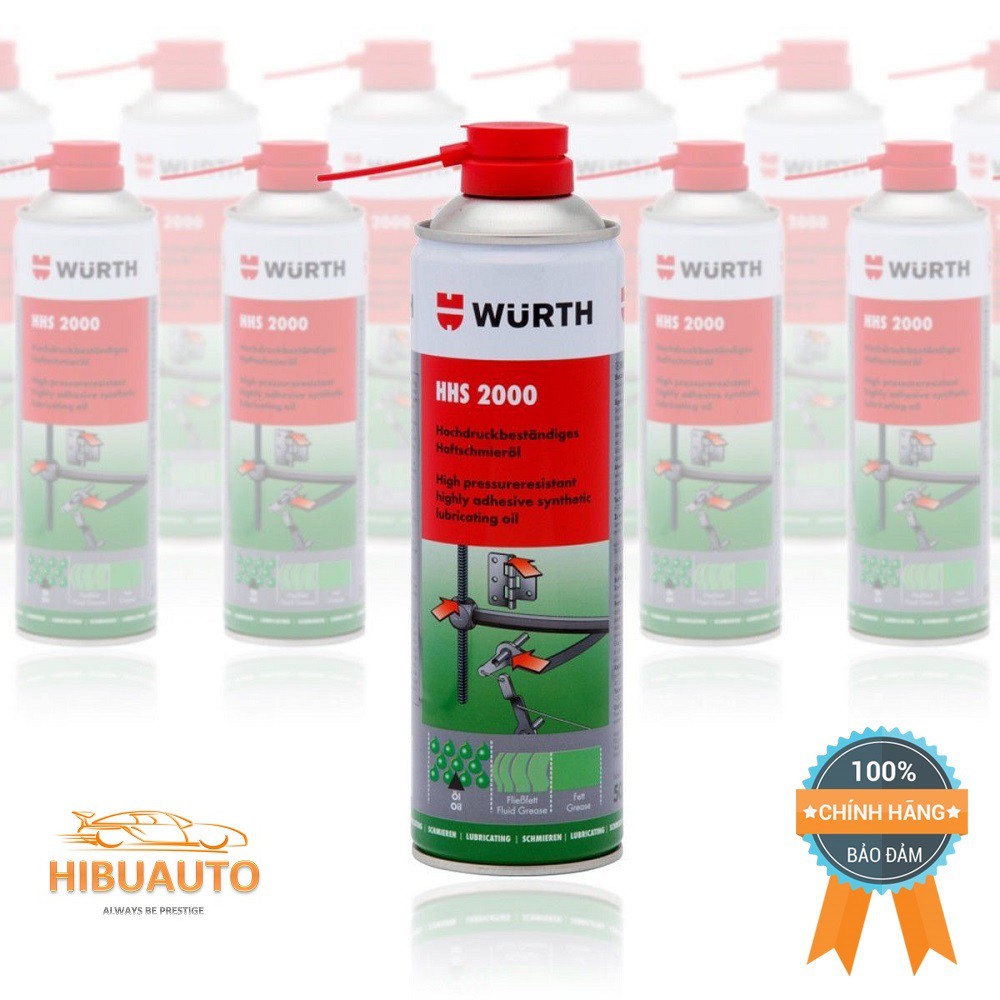 Combo 6 Chai Mỡ Bò Nước Bôi Trơn Chịu Nhiệt Wurth HHS 2000 (500ml) 0893106