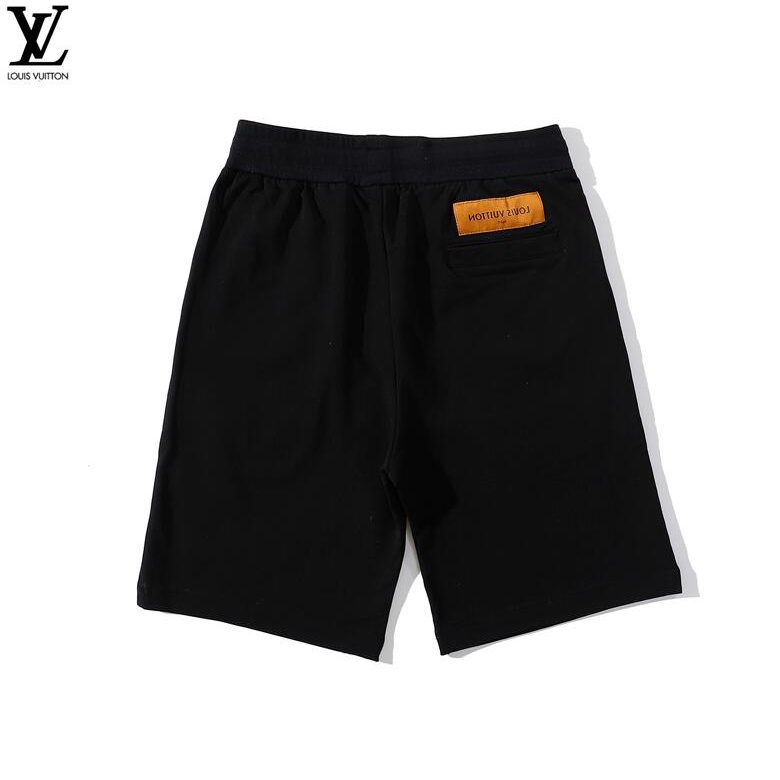 Quần short cotton thêu họa tiết LV thời trang