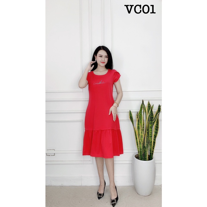 ঔৣ Đầm Trung Niên Sang Trọng Cao Cấp Đẹp VITALY,Váy Nữ Cotton Cho Mẹ Dự Tiệc Công Sở Trên 30,40 Tuổi Qua Gối Xòe VC ঔৣ