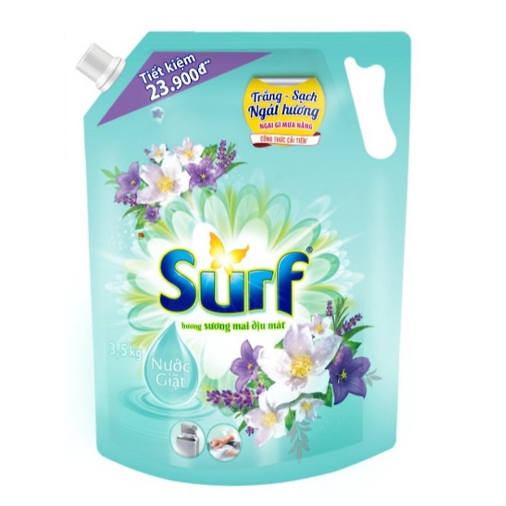 Nước giặt Surf Hương Sương mai dịu mát (Xanh) 3.5Kg