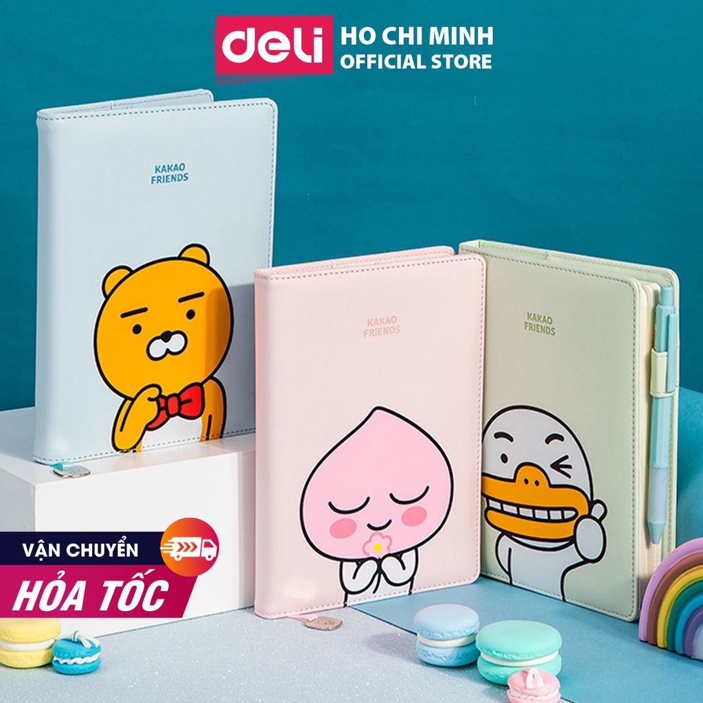 Sổ tay ghi chép bìa da PU cao cấp Deli x Kakao Friends 112 trang -Khổ 140x193mm-22252