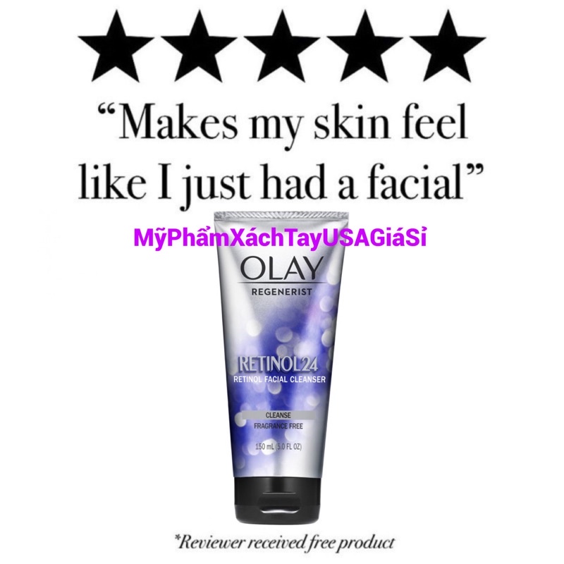 Sữa rửa mặt chống lão hoá cấp ẩm làm sáng da ban đêm Olay Regenerist Retinol 24 Facial Cleanser 150ml