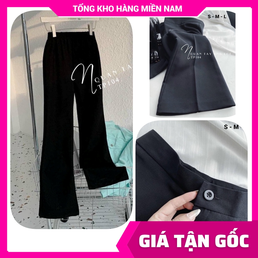 Quần tây nữ lưng cao ống loa chất vải mềm mịn phom chuẩn diện ôm dáng lưng nút gài dễ thương TP104 🛑 Quần tây công sở nữ