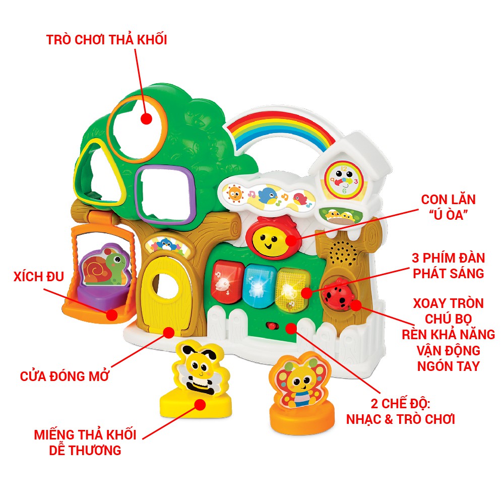 Đồ chơi Ngôi nhà trên cây có nhạc và tiếng kêu động vật kết hợp thả hình khối Winfun - 0786