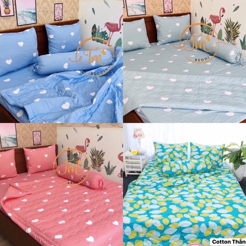 Drap Cotton 100%, ga trãi giường cao cấp  chất vải dày dặn, thấm hút mồ hôi