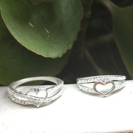 Nhẫn bạc Nhẫn tim nữ cách điệu bạc ta_van jw